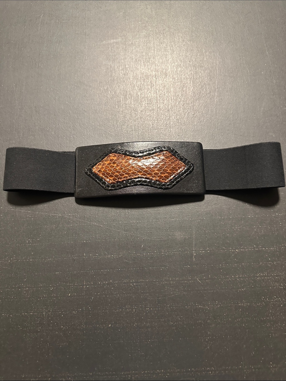 Vintage 1980s Abbie Creation Leather & Snakeskin Belt